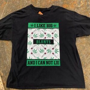 Classic Cannabis Tee – “I Like Big Blunts and I Can Not Lie” rare cool original